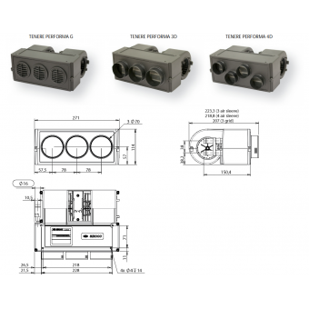 Nagrzewnica wodna SIROCCO TENERE PERFORMA 3D60 wyjście 60mm 24V